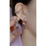 Purple Crystal Korean Hoop Earrings
