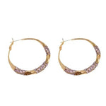 Purple Crystal Large Hoop Earrings