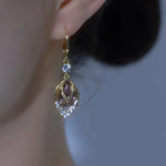 Purple Crystal Leaf Earrings