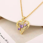Purple Crystal Love Heart Necklace