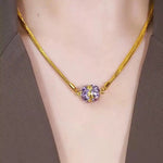 Purple Crystal Magnetic Multi-Layer Collar Necklace
