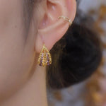 Purple Crystal Multi-Layer Geometric Hoop Earrings