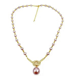 Purple Crystal Pearl Pendant Necklace