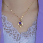 Purple Crystal Pendant Necklace