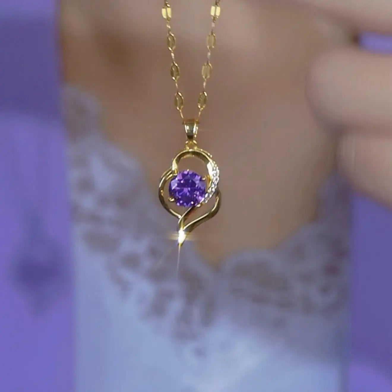 Purple Crystal Pendant Necklace