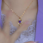 Purple Crystal Pendant Necklace