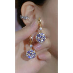 Purple Crystal Round Clip-On Earrings