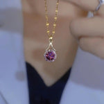 Purple Crystal Round Pendant Necklace