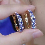 Purple Crystal Slim Hoop Earrings
