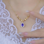 Purple Crystal Teardrop Necklace