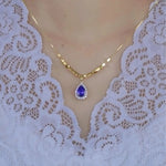 Purple Crystal Teardrop Necklace