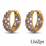 Purple Crystal Vintage Hoop Earrings