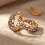 Purple Crystal Vintage Hoop Earrings