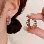 Purple Crystal Vintage Hoop Earrings