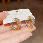 Purple Crystal Vintage Hoop Earrings