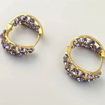 Purple Crystal Vintage Hoop Earrings