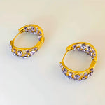 Purple Crystal Vintage Hoop Earrings
