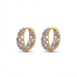 Purple Crystal Vintage Hoop Earrings