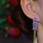 Purple Crystal Wheat Tassel Drop Earrings