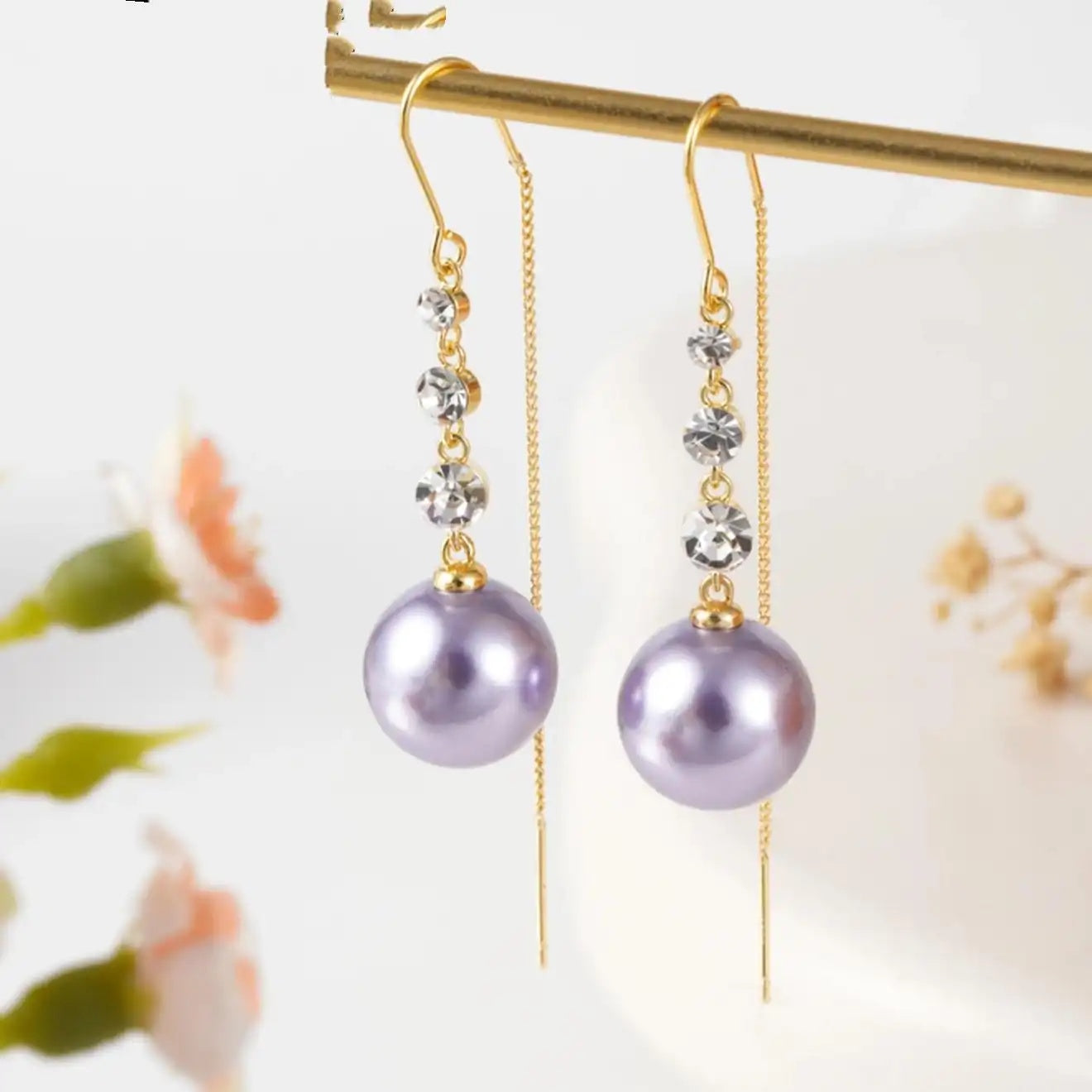 Purple Drop Earrings