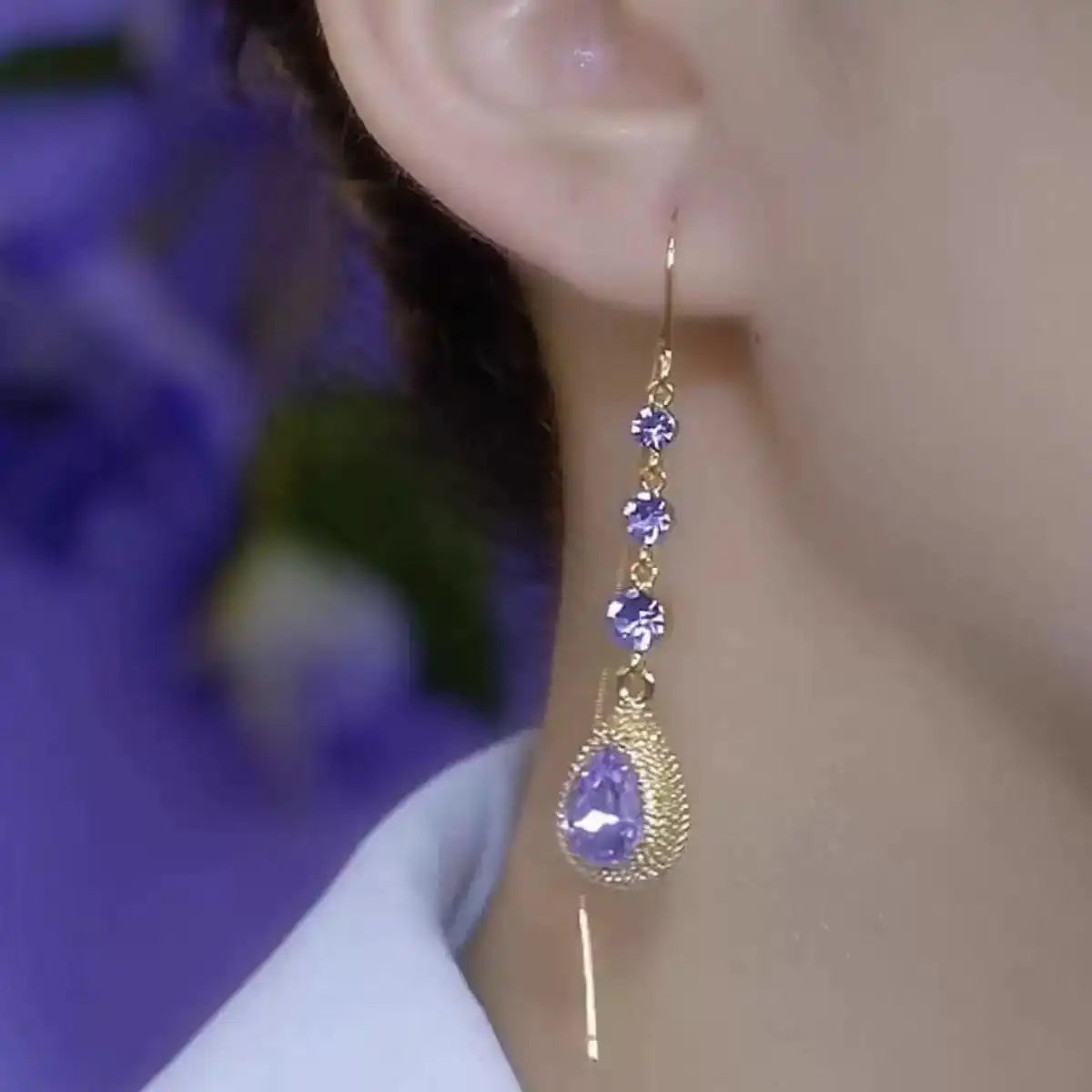 Purple Durian Tassel Drop Earrings