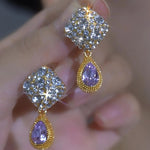 Purple Durian Teardrop Drop Earrings