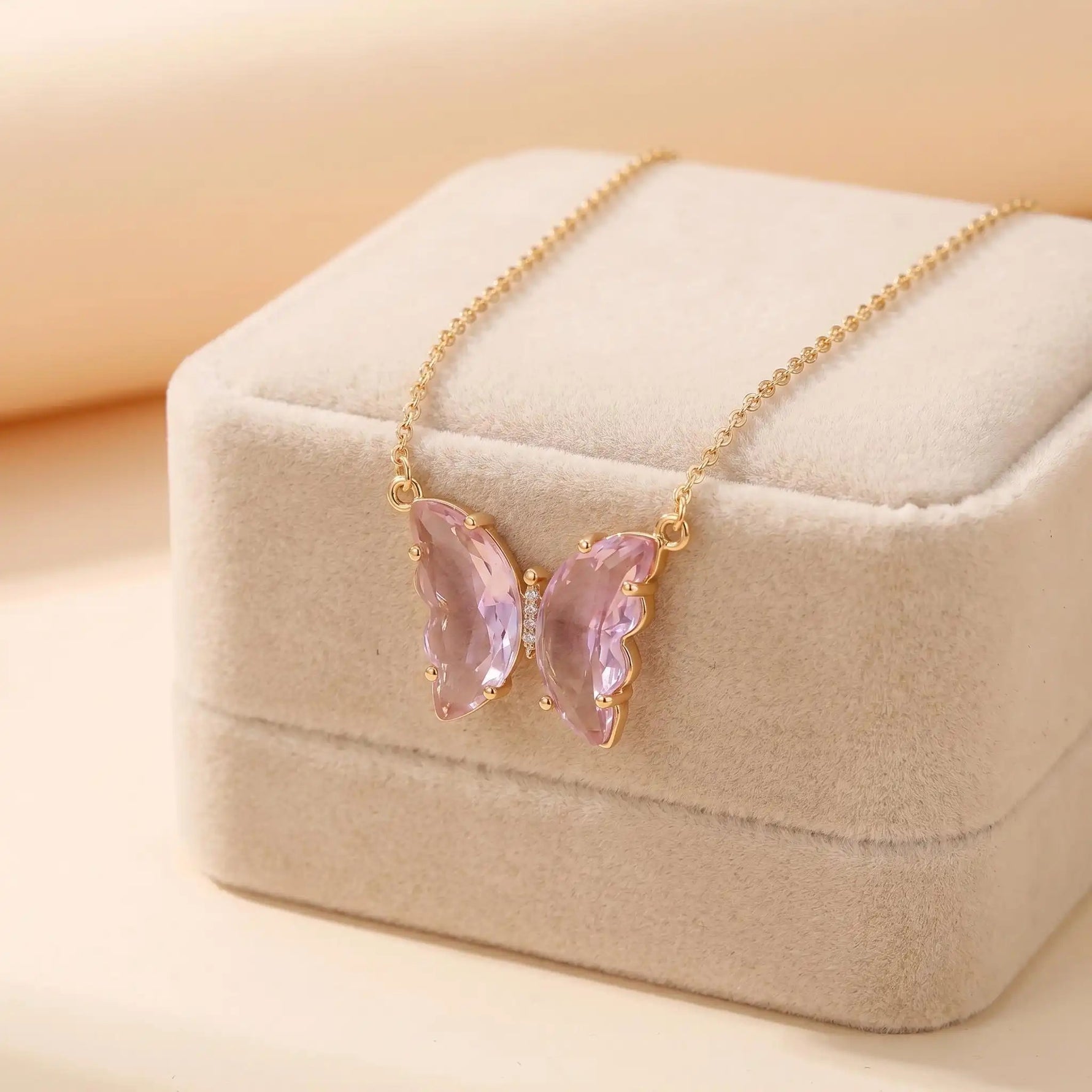 Purple Floating Butterfly Jewelry Set