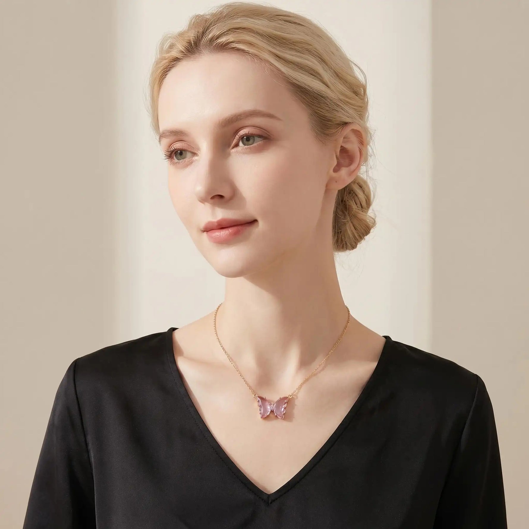 Purple Floating Butterfly Jewelry Set