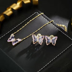 Purple Floating Butterfly Jewelry Set