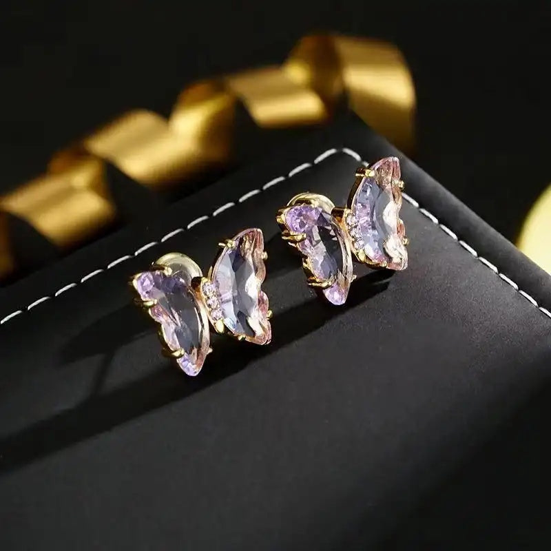 Purple Floating Butterfly Jewelry Set