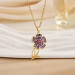 Purple Floral Gorgeous Crystal Chain Necklace