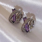 Purple French Small Cross Stud Earrings