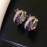 Purple French Small Cross Stud Earrings