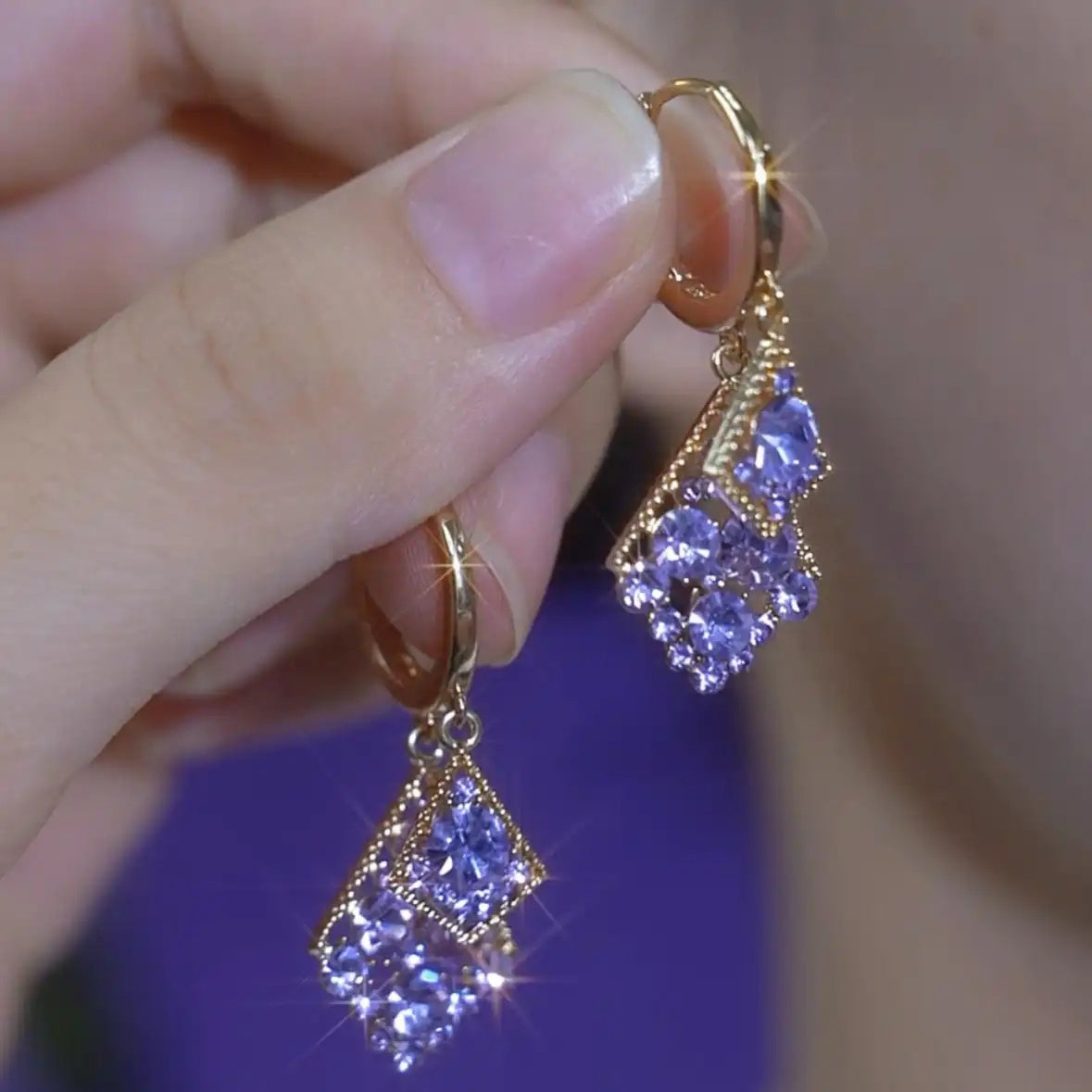 Purple Geometric Earrings