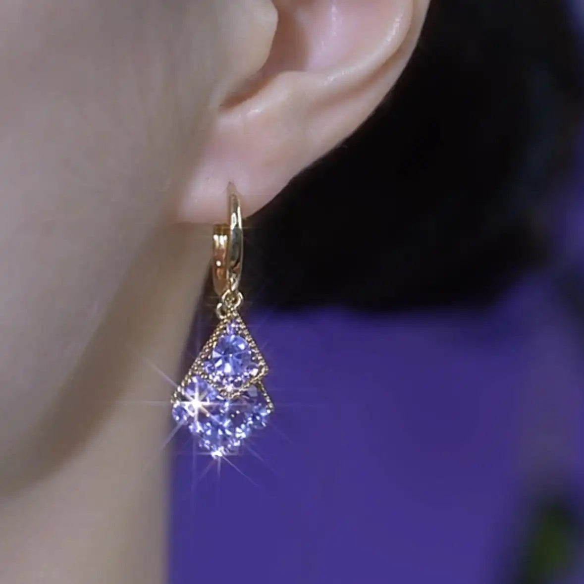 Purple Geometric Earrings