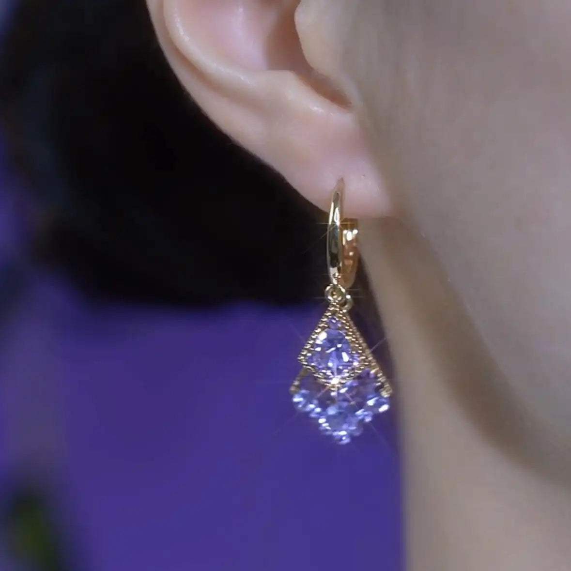 Purple Geometric Earrings