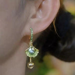 Purple Ginkgo Leaf Crystal Cat Earrings