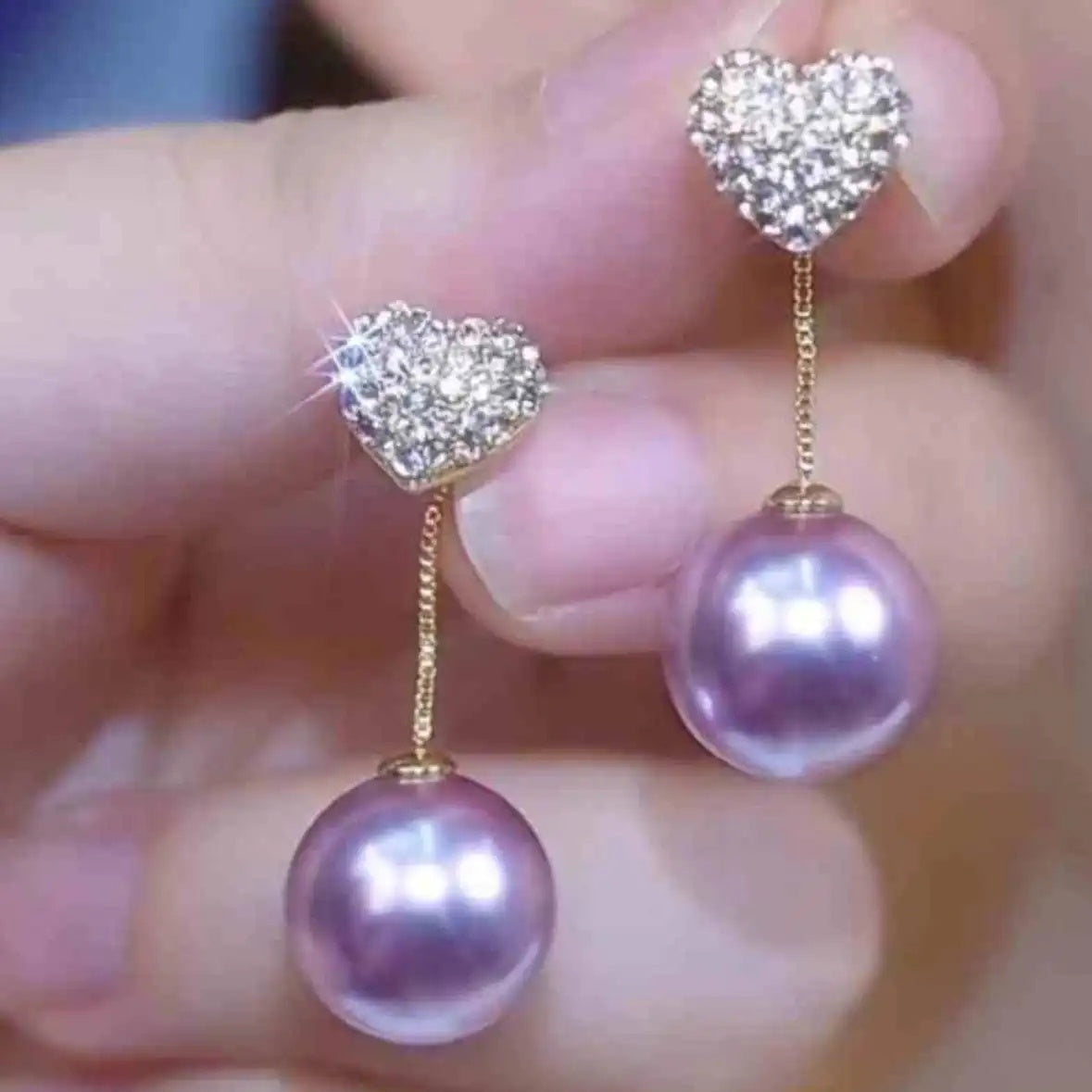 Purple Heart Pearl Earrings