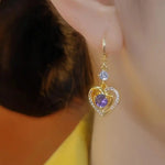 Purple Heart Retro Drop Earrings