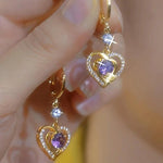 Purple Heart Retro Drop Earrings