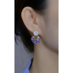 Purple Hot Champagne Color Clip-On Stud Earrings