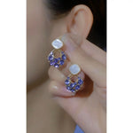 Purple Hot Champagne Color Clip-On Stud Earrings