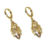 Purple Leaf Crystal Earrings