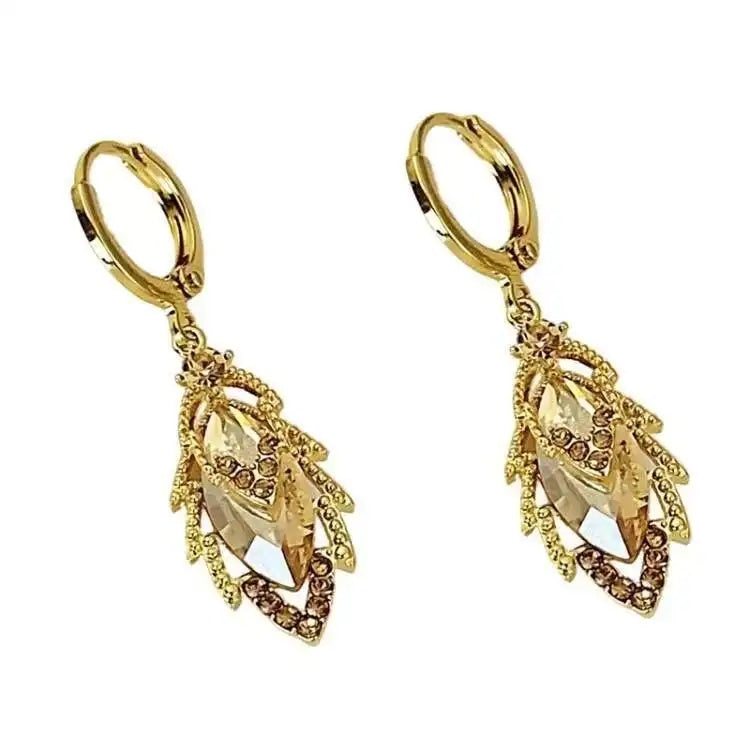 Purple Leaf Crystal Earrings