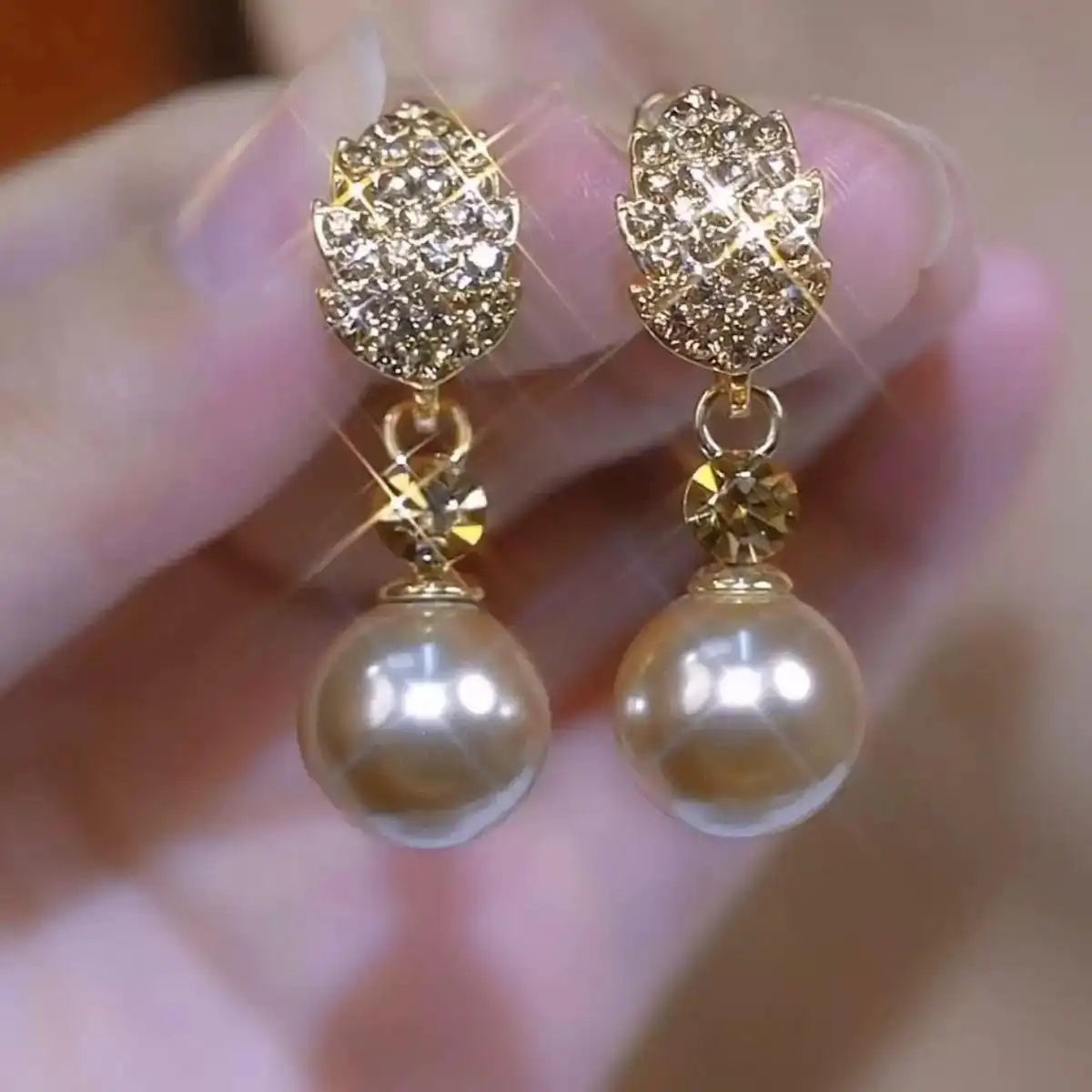 Purple Leaf Needle Crystal Drop Earrings