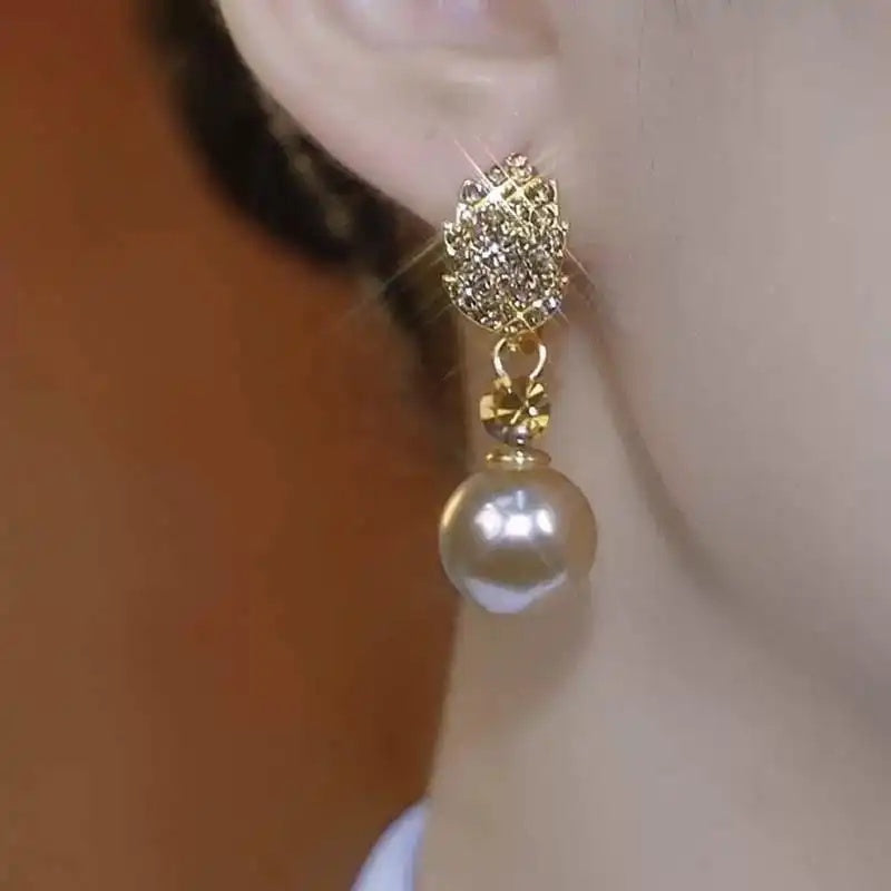 Purple Leaf Needle Crystal Drop Earrings