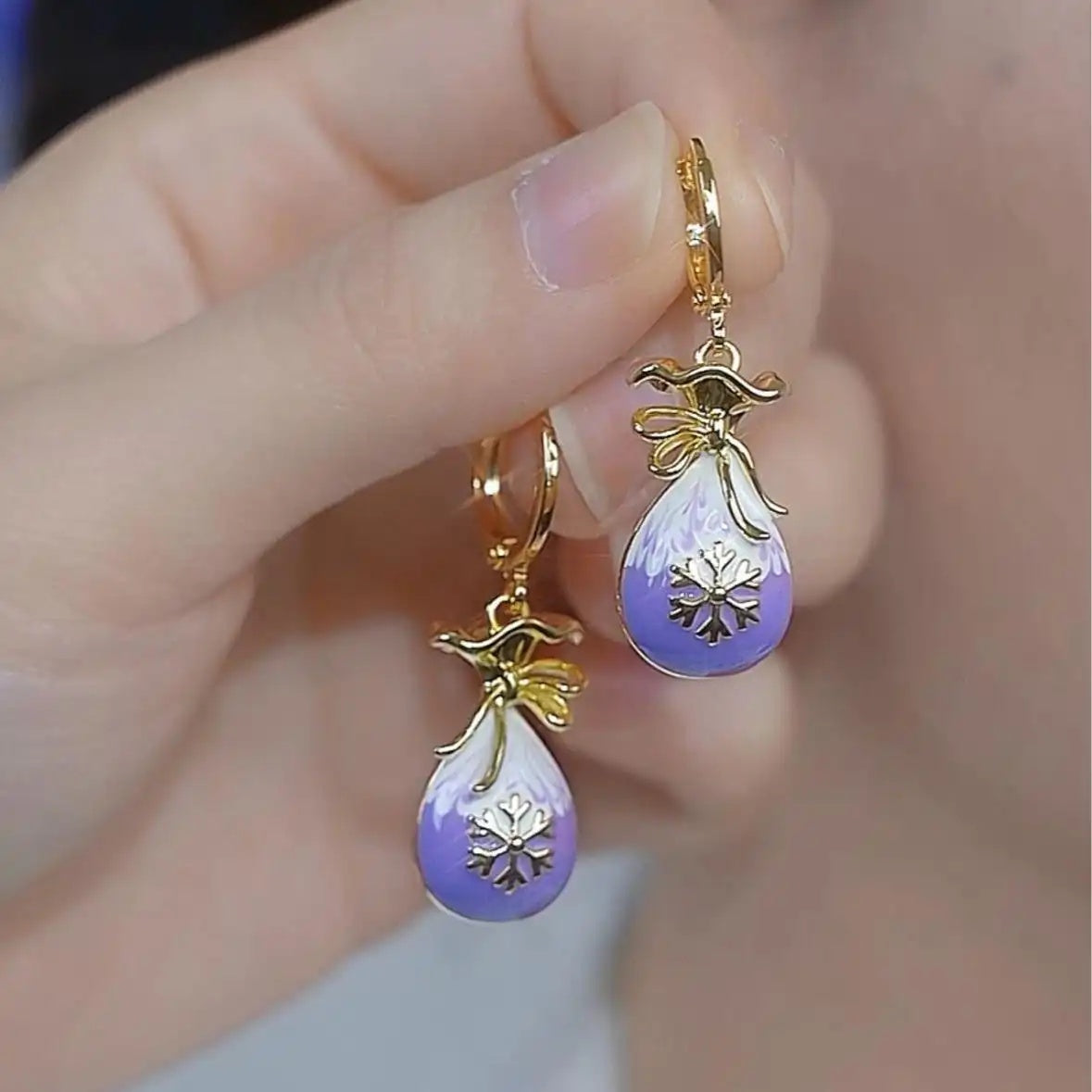 Purple Lucky Bag Earrings