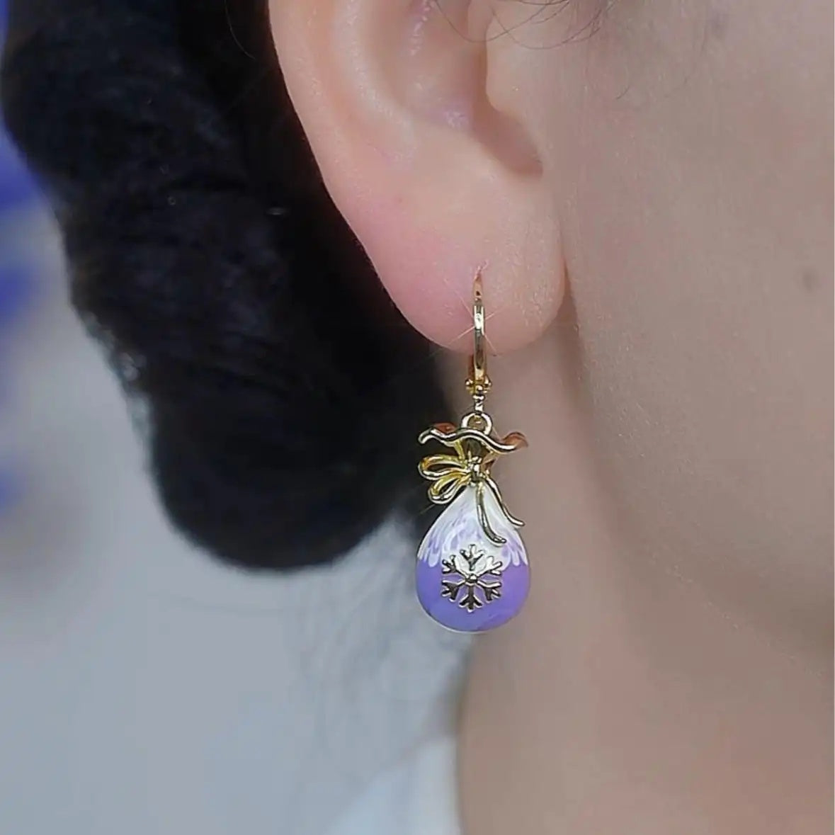 Purple Lucky Bag Earrings