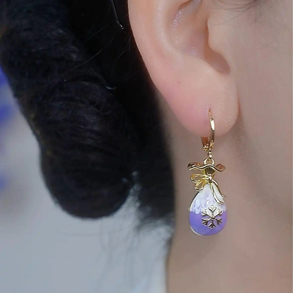 Purple Lucky Bag Earrings