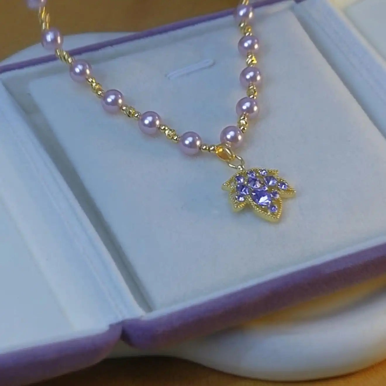 Purple Maple Leaf 14k Gold- Necklace
